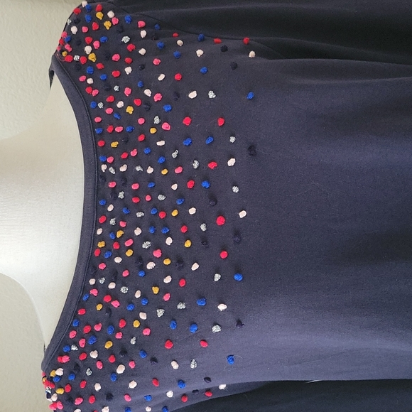 Talbots 3/4 sleeves multicolor embellish mini pom pom top women's size large - Picture 4 of 11